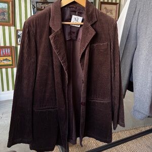 Vintage Brown Corduroy Blazer with Shoulder Pads